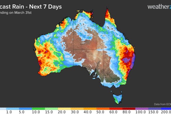 The final week of March is looking very wet for parts of eastern, western and northern Australia.