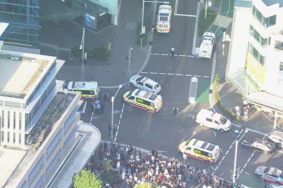 Scenes outside the shopping centre on Saturday afternoon. 