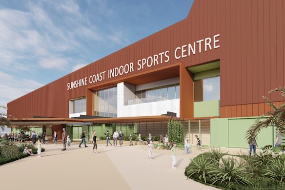A render of the Sunshine Coast Indoor Sports Centre, which was to be built at Kawana for the Brisbane 2032 Olympic and Paralympic Games.