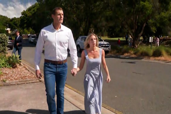 Ben Roberts-Smith was supported during his statement by his partner.