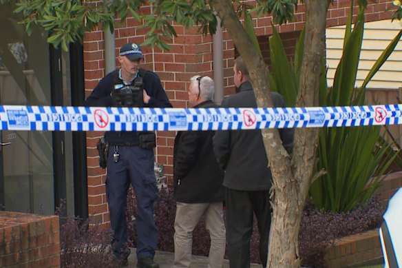Police remained at the scene on Sunday.