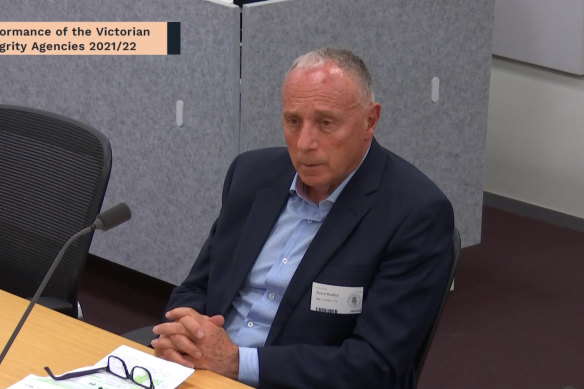 Robert Redlich speaks at a parliamentary hearing earlier this year.