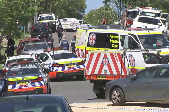 Police at the scene in Nowra on Wednesday.