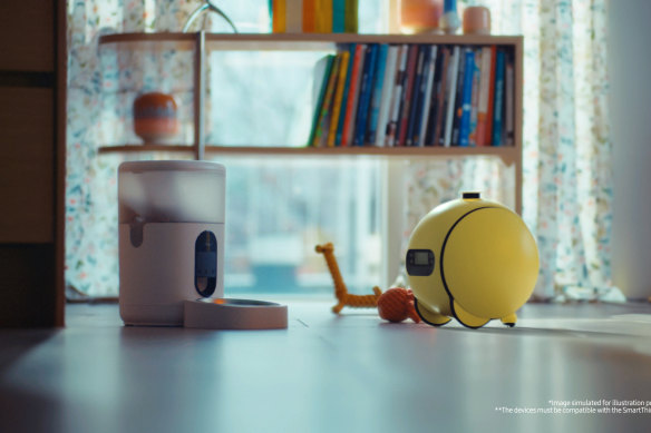Samsung’s Ballie is billed as an AI home companion robot that follows you, and your pets, around the house.