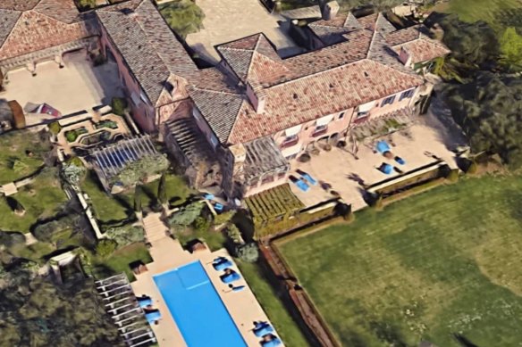 A satellite image of the Montecito home of Prince Harry and Meghan, Duchess of Sussex.