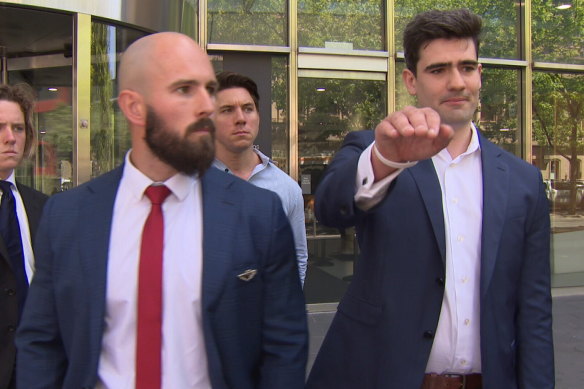 Thomas Sewell and Jacob Hersant outside Victoria’s County Court in October last year.