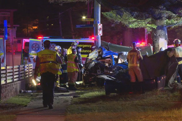 The aftermath of the crash at Monterey on Friday night.