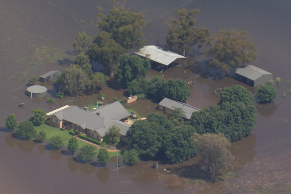 Floodwaters inundate the town of Forbes in the NSW Central West.