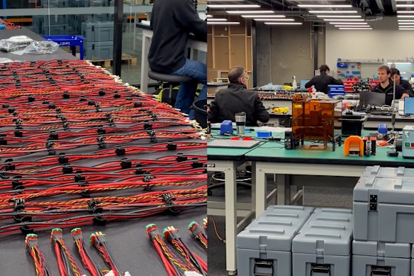 An assembly line at Melbourne-based Freespace Operations. The company, which provides sovereign capability in drone manufacturing, makes heavy lift drones for  defence, energy, mining, infrastructure and emergency services.