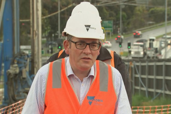 Daniel Andrews in hard hat and hi-vis this week. 