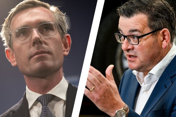 NSW Premier Dominic Perrottet and Victorian Premier Daniel Andrews. 