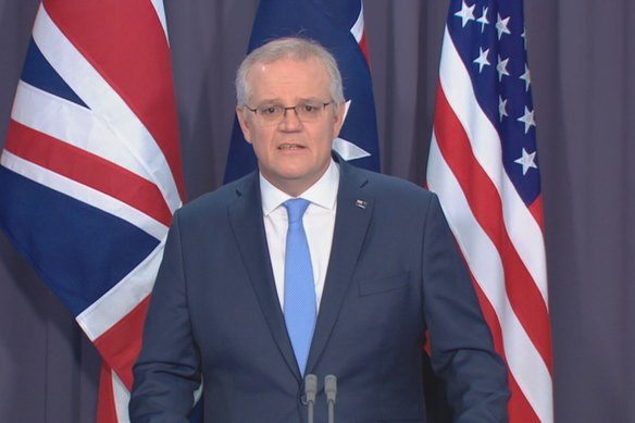 Scott Morrison joined US President Joe Biden and British Prime Minister Boris Johnson on Thursday to unveil the new AUKUS defence pact.