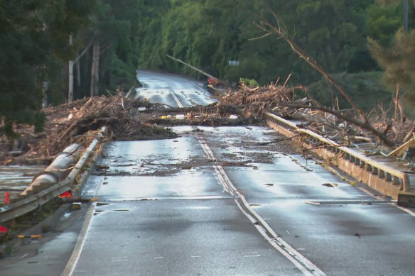 Bells Line of Road is still blocked off by flooding debris.