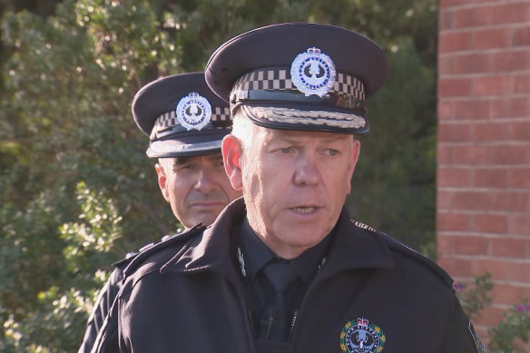 South Australian Police Commissioner Grant Stevens speaks with the media.
