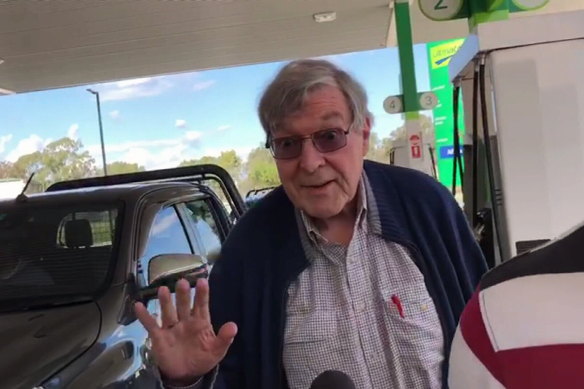     Pell stopped for fuel at Glenrowan North in rural Victoria on his way to Sydney.