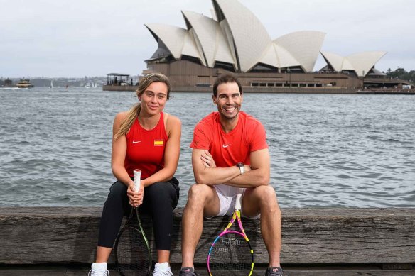 Spain’s Paula Badosa and Rafael Nadal in Sydney Harbour on Thursday.