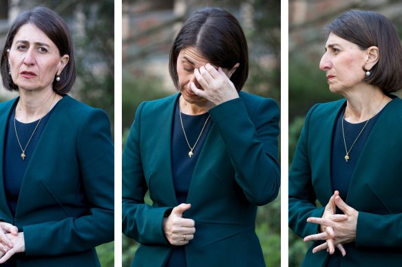 Gladys Berejiklian at a press conference in October last year after telling the ICAC she was in a secret relationship with Daryl Maguire between 2015 and 2018.