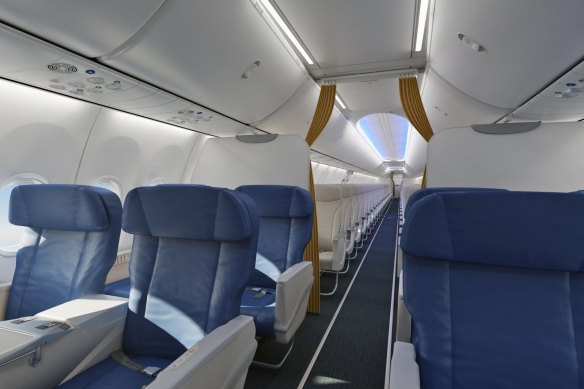 Blue for business in Air Vanuatu’s 737-800 – no Wi-Fi or onboard entertainment.