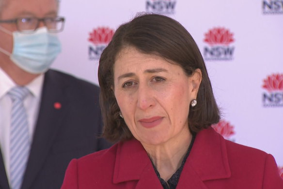 Premier Gladys Berejiklian addressing the media on Monday.