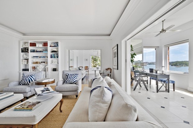 The interiors of Trent Seymour’s new $8.4 million Point Piper peninsula whole-floor apartment.