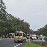 Fiery head-on crash closes Bruce Highway northbound near Sunshine Coast