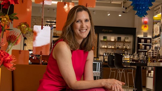 Mecca CEO and founder Jo Horgan in the new boutique in the former Gowings building in Sydney. 