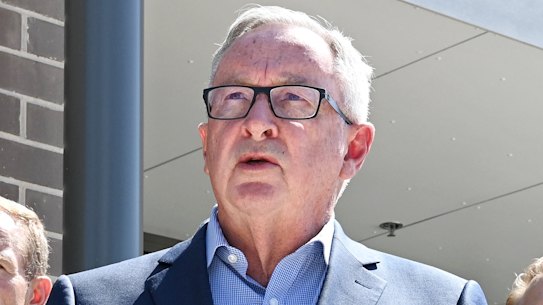 Health Minister Brad Hazzard, Minister for Planning and Public Spaces Rob Stokes and MP James Griffin at the opening of a new palliative care unit at Mona Vale hospital.