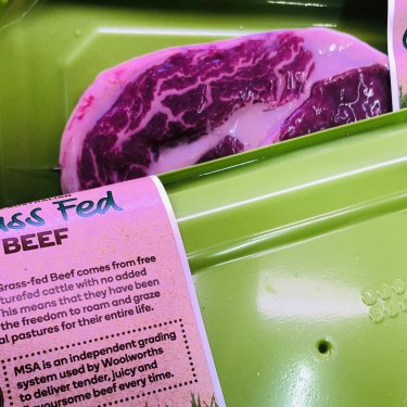 Woolworths' grassfed beef labelling. 
