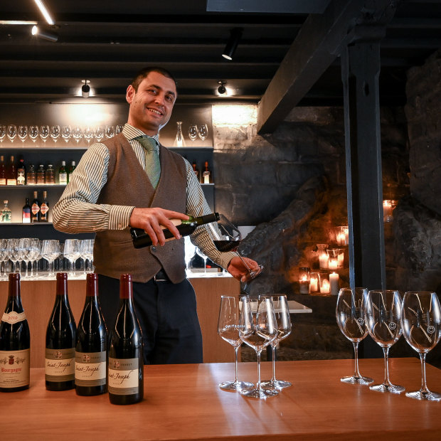 King and Godfree manager Emanuele Luzi in the cellar.