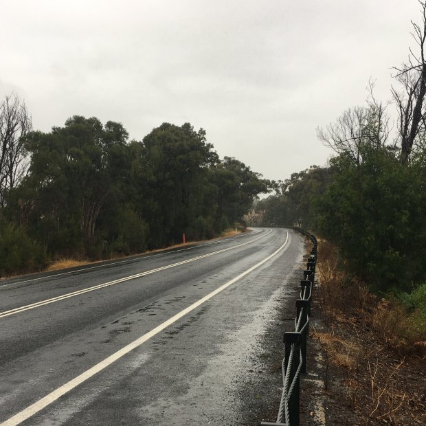 The road where Ashleigh Petrie died. “I tried to help, but it was too late,” says driver Daniel Macklin.