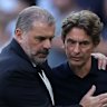 Ange Postecoglou and Thomas Frank before a Tottenham-Brentford clash in 2024.