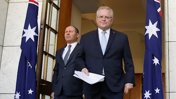 Treasurer Josh Frydenberg and Prime Minister Scott Morrison. 