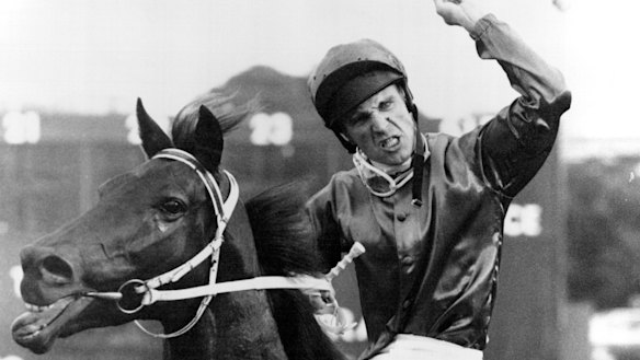 Gavin Eades after winning the 1994 Doncaster Handicap on Pharaoh.