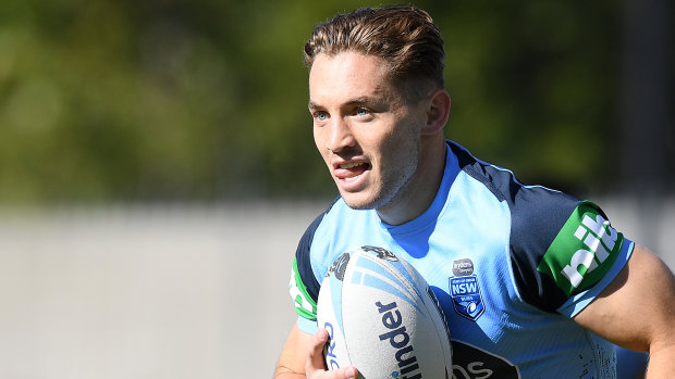 Ready to go: Cameron Murray takes part in Blues training in Sydney. 