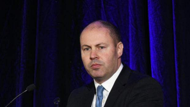 Federal Treasurer Josh Frydenberg addresses the Liberal Party state conference in Ballarat.