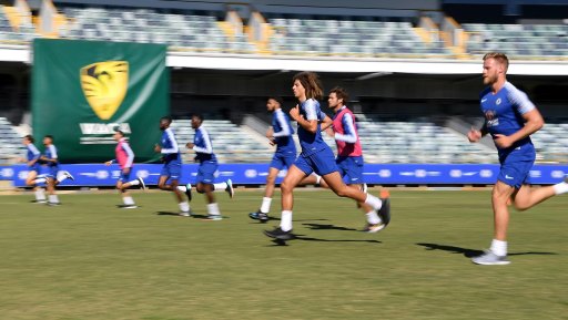 Chelsea FC players training at the WACA on Friday.