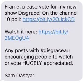 This is the text message Sam Dastyari sent to his friends, including former Labor colleagues.