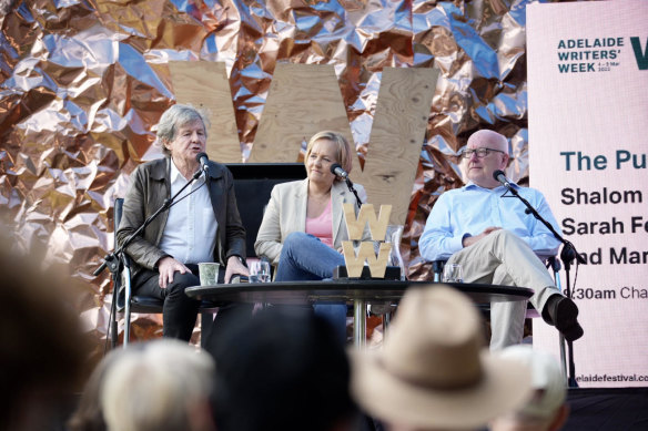 David Hare, Sarah Ferguson and George Brandis at Adelaide Writers’ Week.