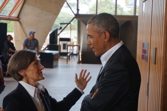 Herron with former US president Barack Obama, who visited the Opera House twice.