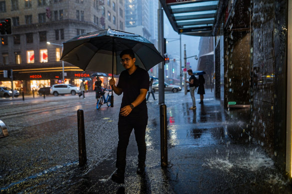 Heavy rain and storms swept through the CBD on Tuesday.