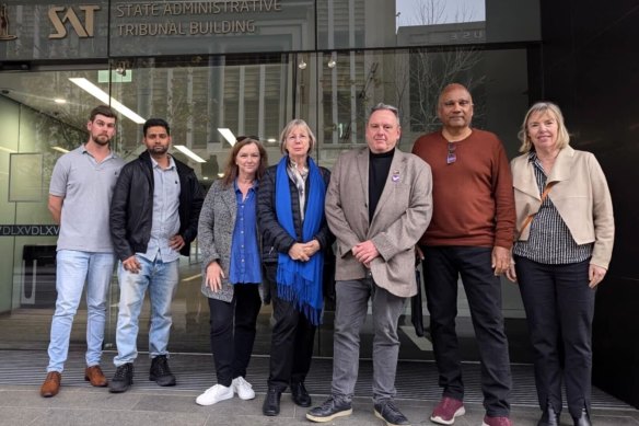 Nicheliving clients outside the State Administrative Tribunal on Wednesday after the marathon hearing.