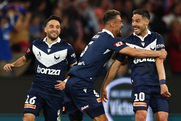 Victory’s Bruno Fornaroli (right) has had a hot start to the A-League Men season.
