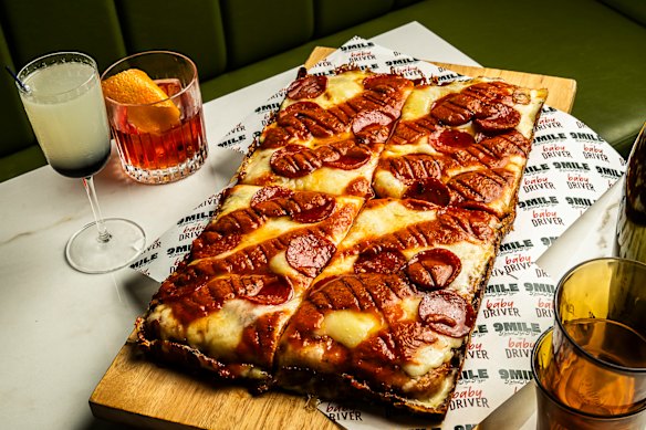 Mile 9's pepperoni and hot honey pizza is thick and square, just like in Detroit.