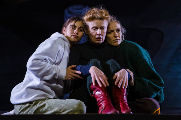 Alison Whyte, centre, during rehearsals for Monsters, with dancers Josie Weise, left, and Samantha Hines.