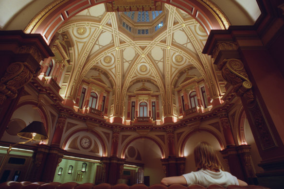 The soaring Italian baroque dome inside 333 Collins Street.