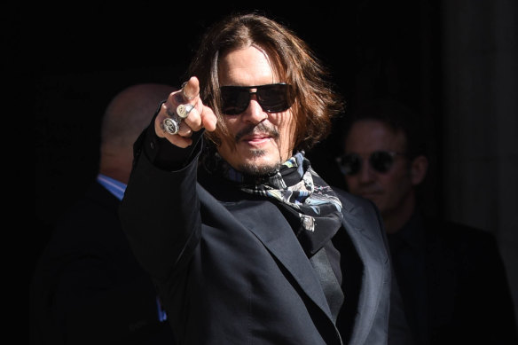 Johnny Depp, pictured outside court on Monday, has strongly denied abusing Heard.