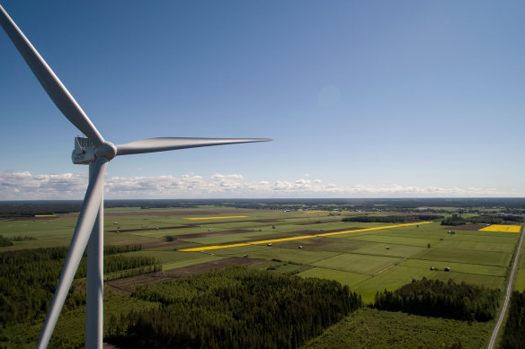 One of the giant modern wind turbines of the type being deployed around Australia.