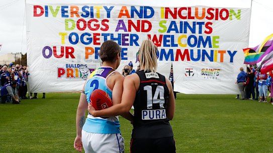 Blackburn and Saints captain Hannah Priest mark Pride round.