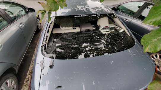 O'Brien's back window after his monster six in Dublin.