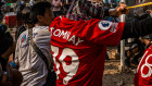 Anti-coup protesters in March last year prepare to use slingshots against security forces.